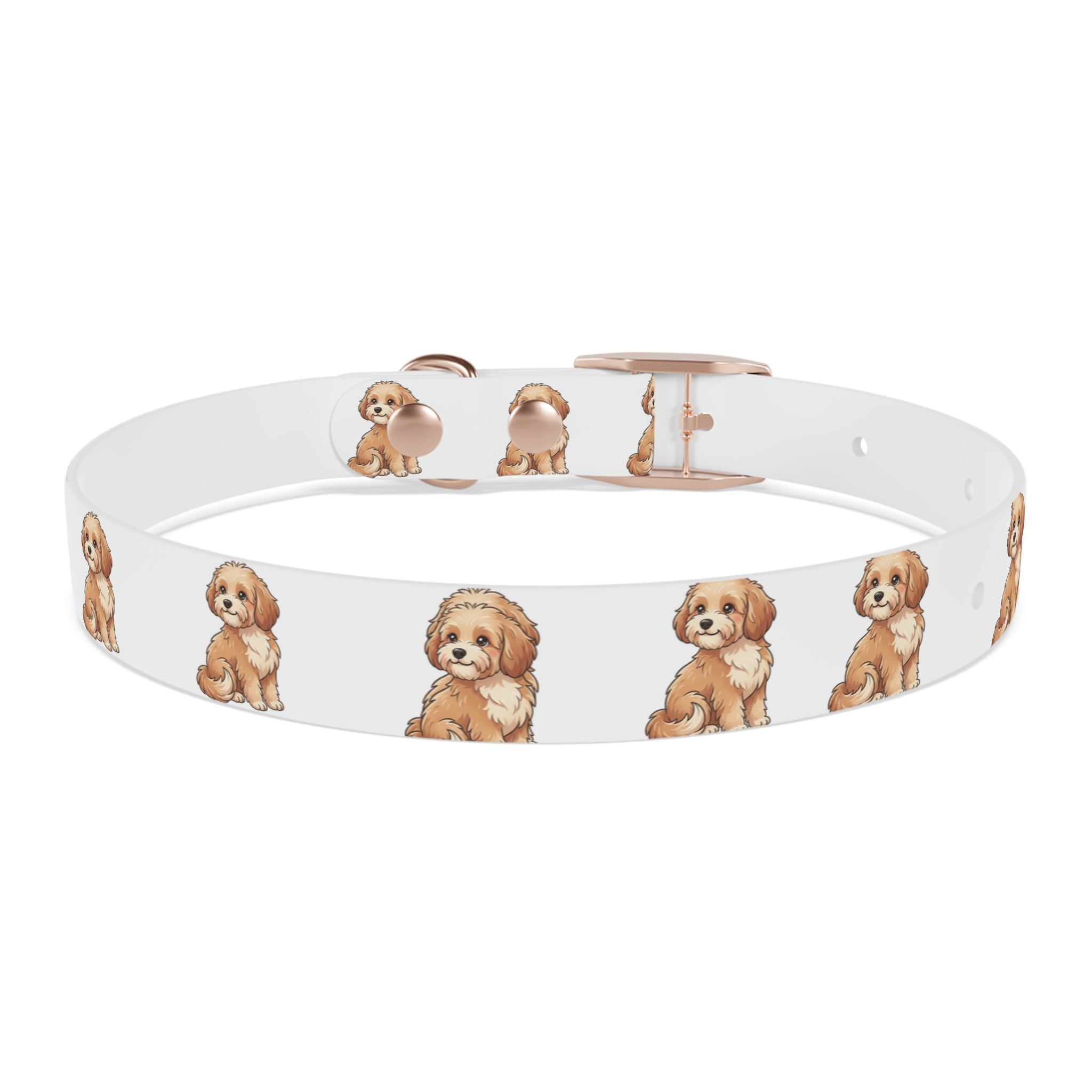 Puppy Pattern Dog Collar — Cute Golden Doodle Illustration Collar for Small Dogs