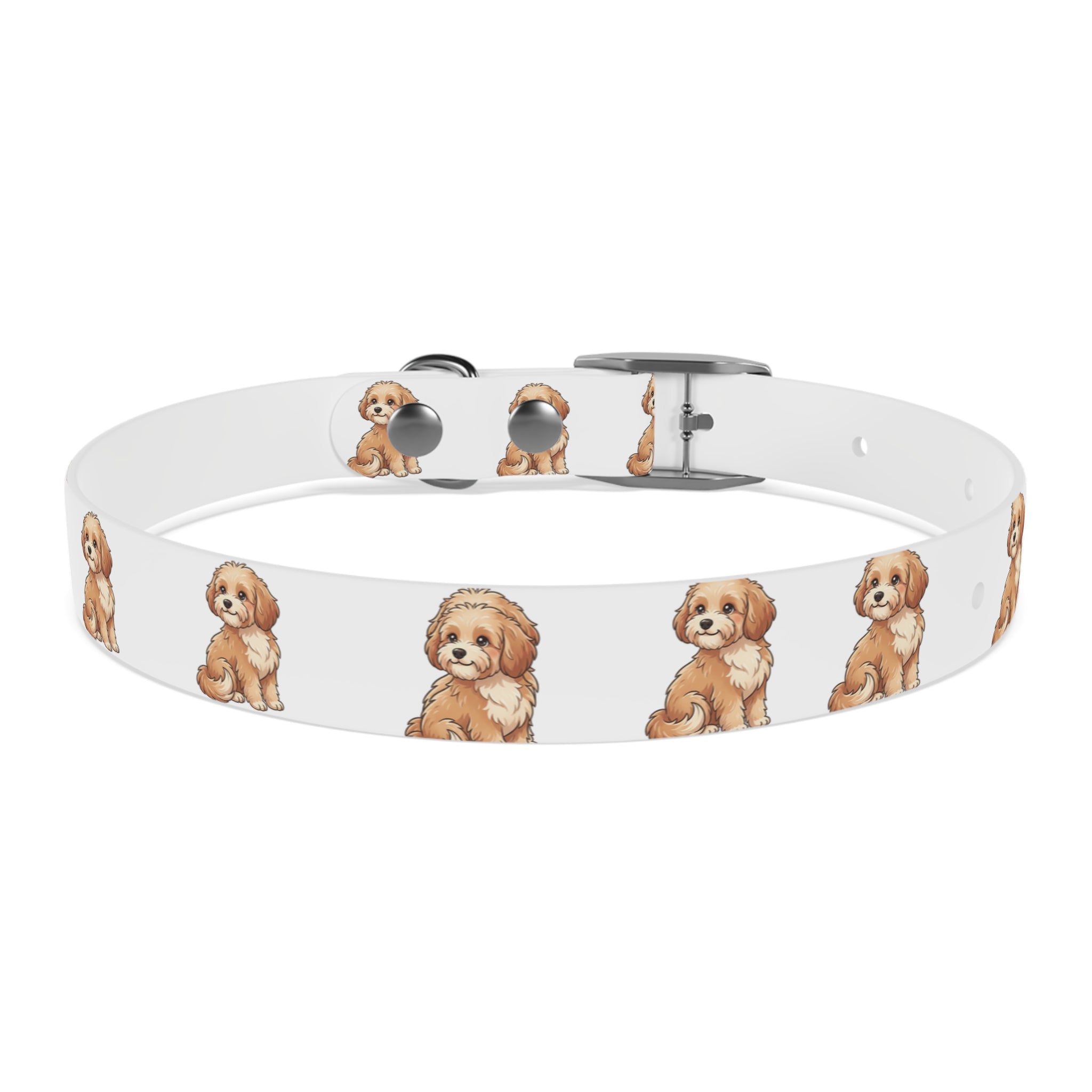 Puppy Pattern Dog Collar — Cute Golden Doodle Illustration Collar for Small Dogs