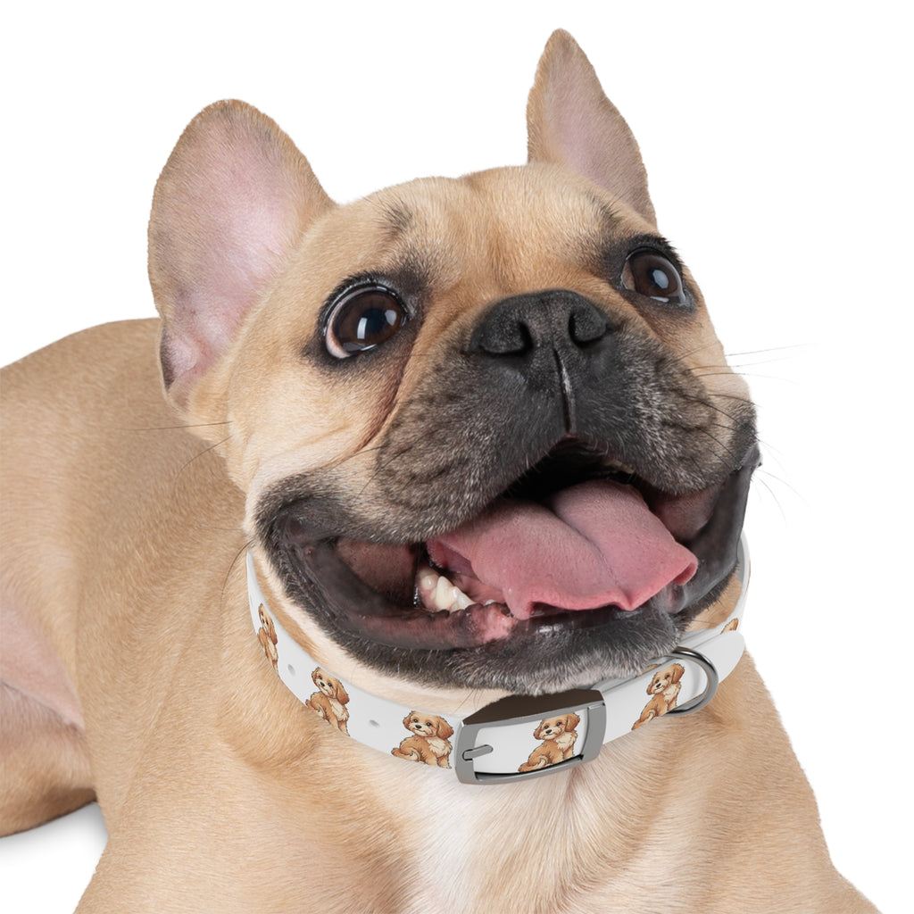 Puppy Pattern Dog Collar — Cute Golden Doodle Illustration Collar for Small Dogs